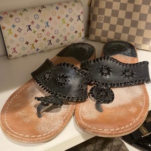 Black used jack Rogers leather sandals size 10w wide